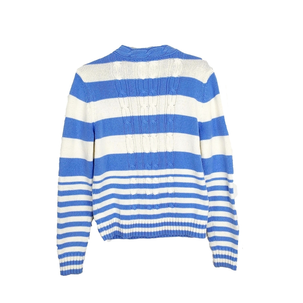 Tommy Hilfiger Wm L Blue & White V Neck Sweater - Picture 5 of 5
